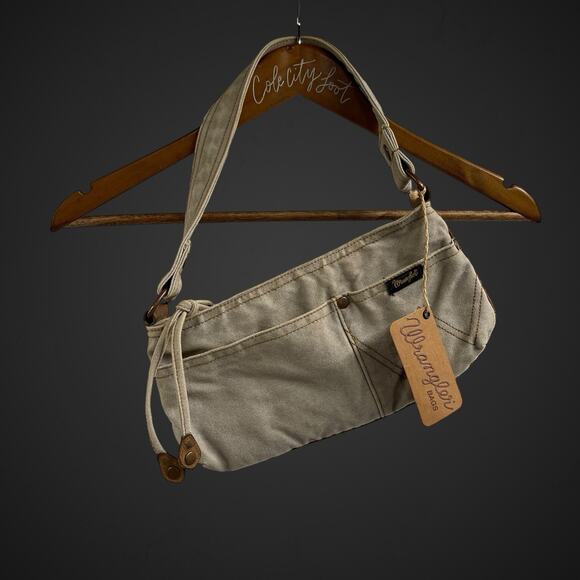 Wrangler Shoulder Bag Small Zip Close Jeans Tan NWT - Picture 1 of 7